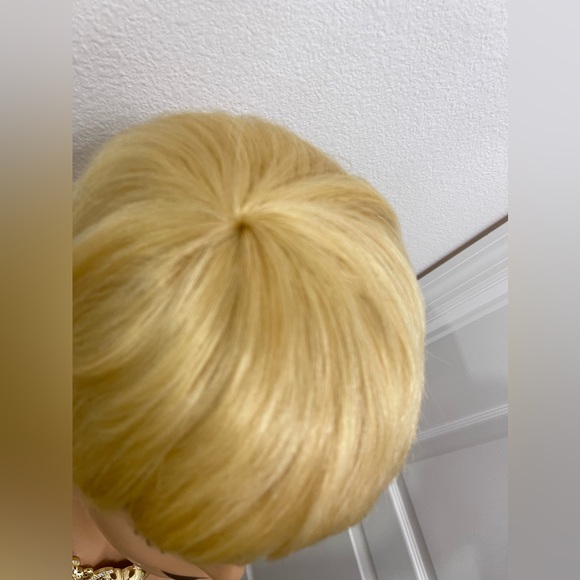 #613 Blonde Human Hair Short Pixie Cut Wig, Full Machine Made, None Lace (All We - Picture 6 of 10